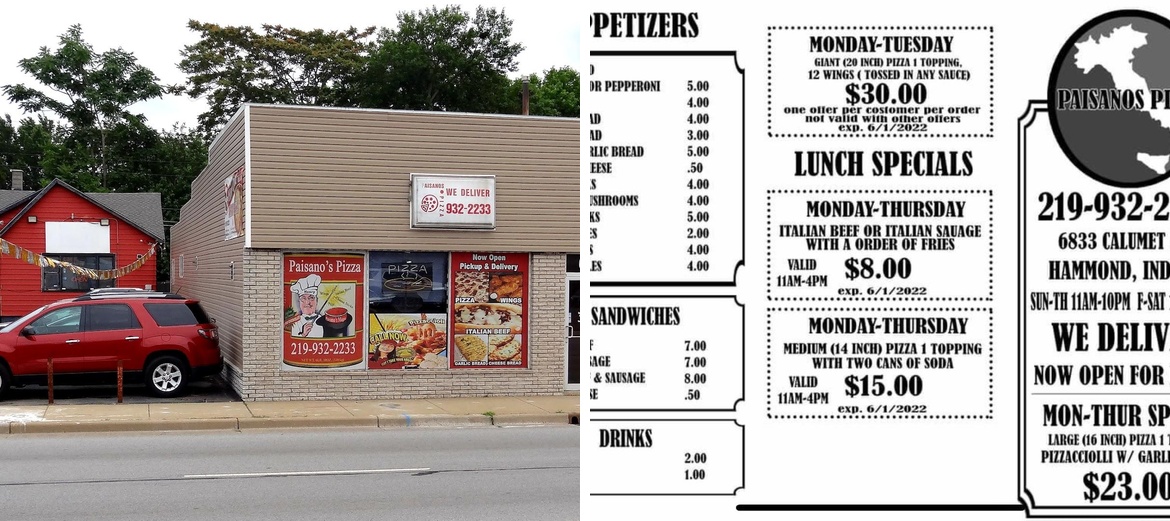 Paisano's Pizza Menu